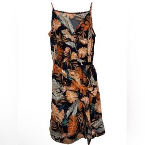 Cupshe Leaf Print Dress with Orange and Blue Accents
